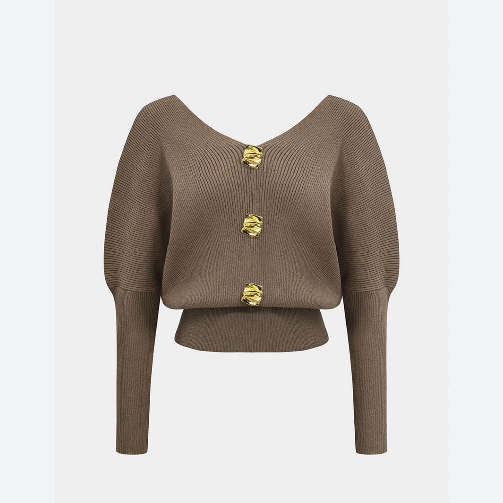 MICAS Chocolate Brown Cardigan with a Great Back. Look good Coming and Going